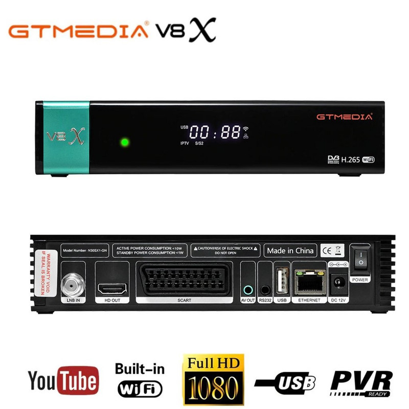 Última Gtmedia V8X 1080p Full HD DVB-S/S2/S2X Soporte de receptor