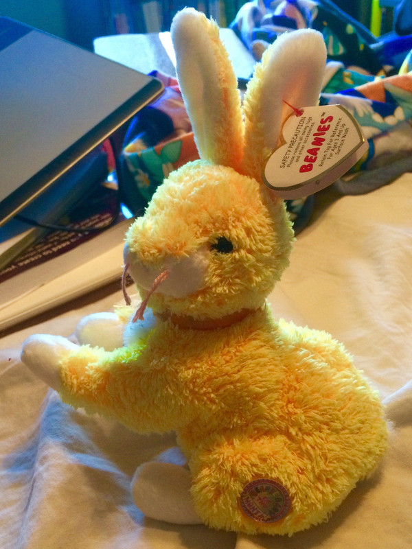 Yellow rabbit beanie baby plush