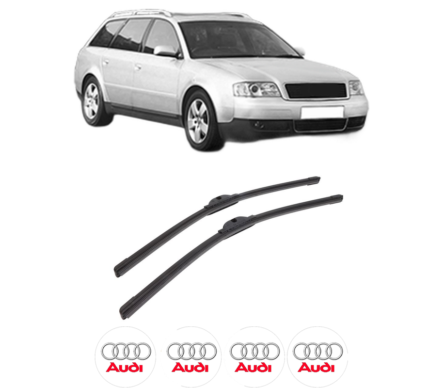 Set stergatoare auto AUDI A6 C5 Avant (4B5, 4B6) din 1997-2005, pentru parbriz auto, 2 bucati, Bosch Aerotwin, din cauciuc siliconat rezistent, 4 Stickere Auto AUDI