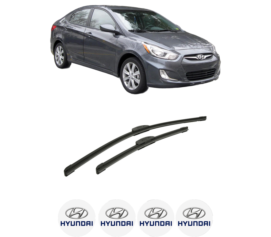 Set stergatoare auto HYUNDAI ACCENT IV Saloon (RB) din 2010-2017, pentru parbriz auto, 2 bucati, Bosch Aerotwin Retrofit, din cauciuc siliconat rezistent, 4 Stickere Auto HYUNDAI