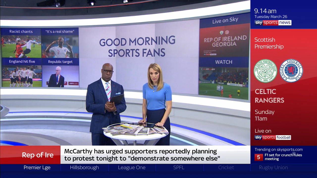 26 March - 09.00.00 - Good Morning Sports Fans. Round-up of the 