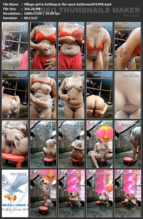 Village-girl-is-bathing-in-the-open-bath