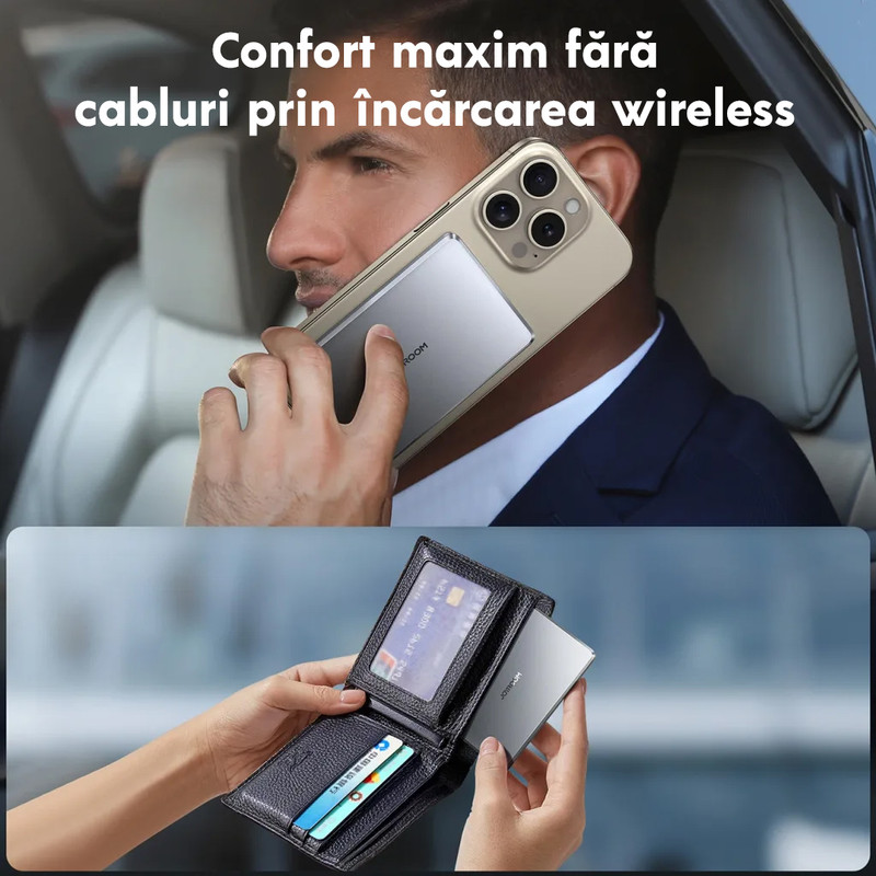 Baterie externa cu incarcare wireless Joyroom PBM08 Pro, 20W, 1xUSB-C, 1xUSB, PD, QC3.0, 10000 mAh, Incarcare rapida, Gri 104372