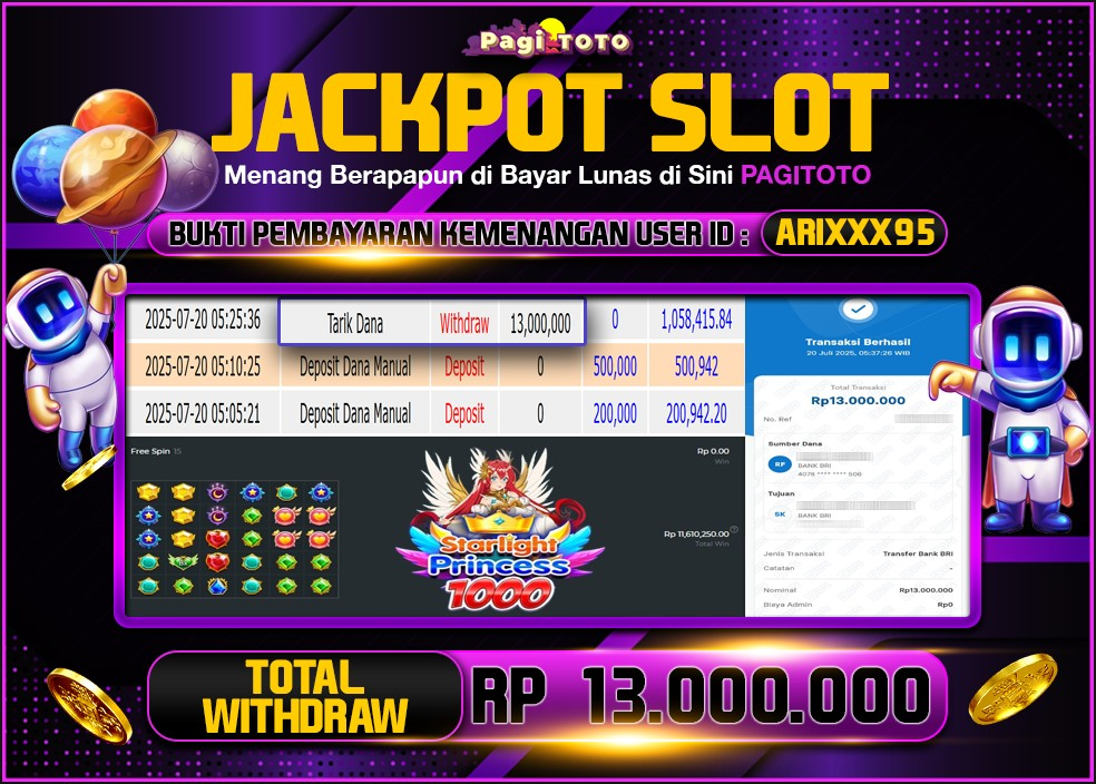 HAPPY JACKPOT MEMBER PAGITOTO SLOT STARLIGHT PRINCESS 1000 Rp 13.000.000-, - LUNAS