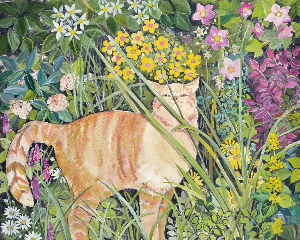 3-Hilary-Jones-Cat-and-Long-Grass-1996-Meister-Drucke-558157