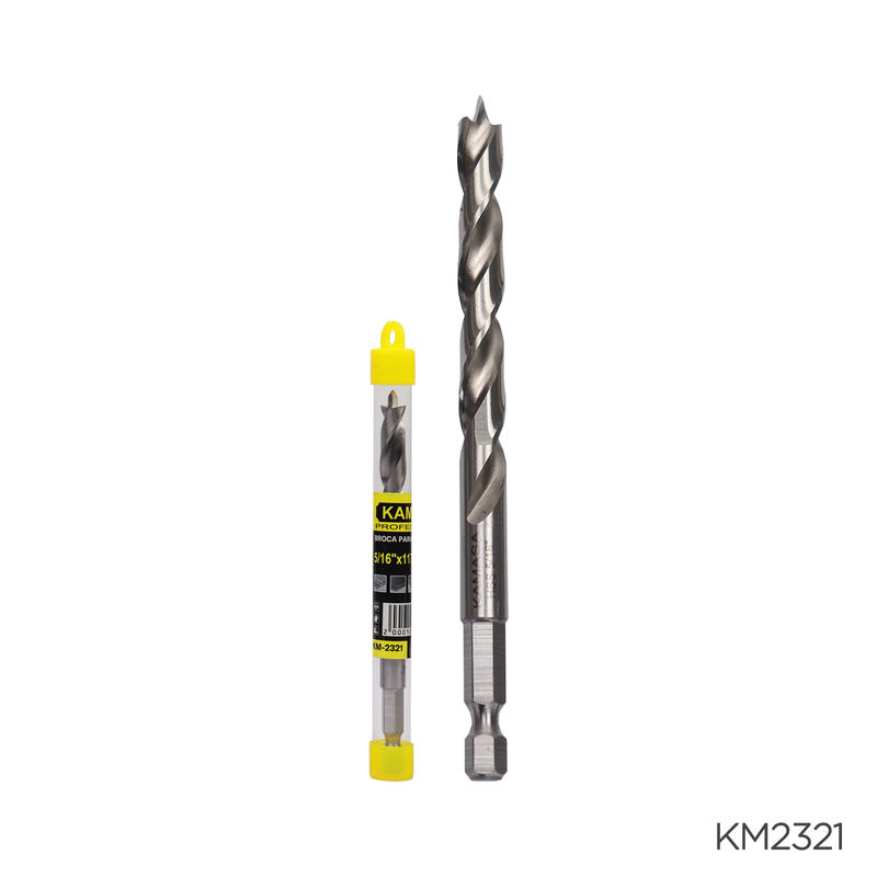BROCA PARA MADERA HSS CON VASTAGO HEX 1/4" X 5/16" KAMASA