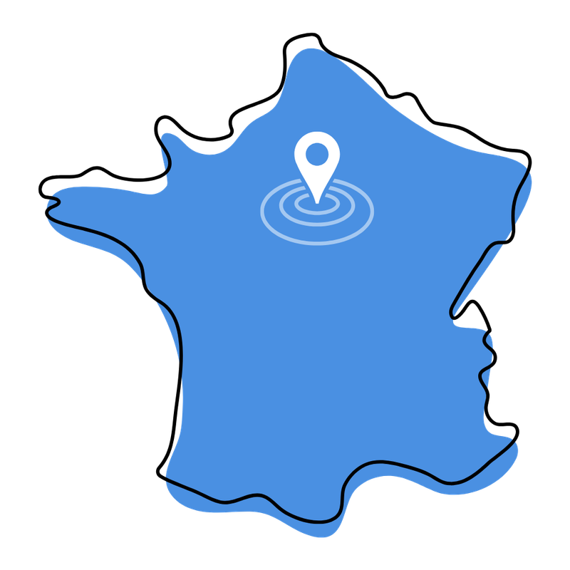 Carte de France avec zones de chalandise