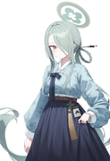 depth of field, 1girl, mina (blue archive), alternate costume, {{{{hanbok}}}}, b s-2569451943