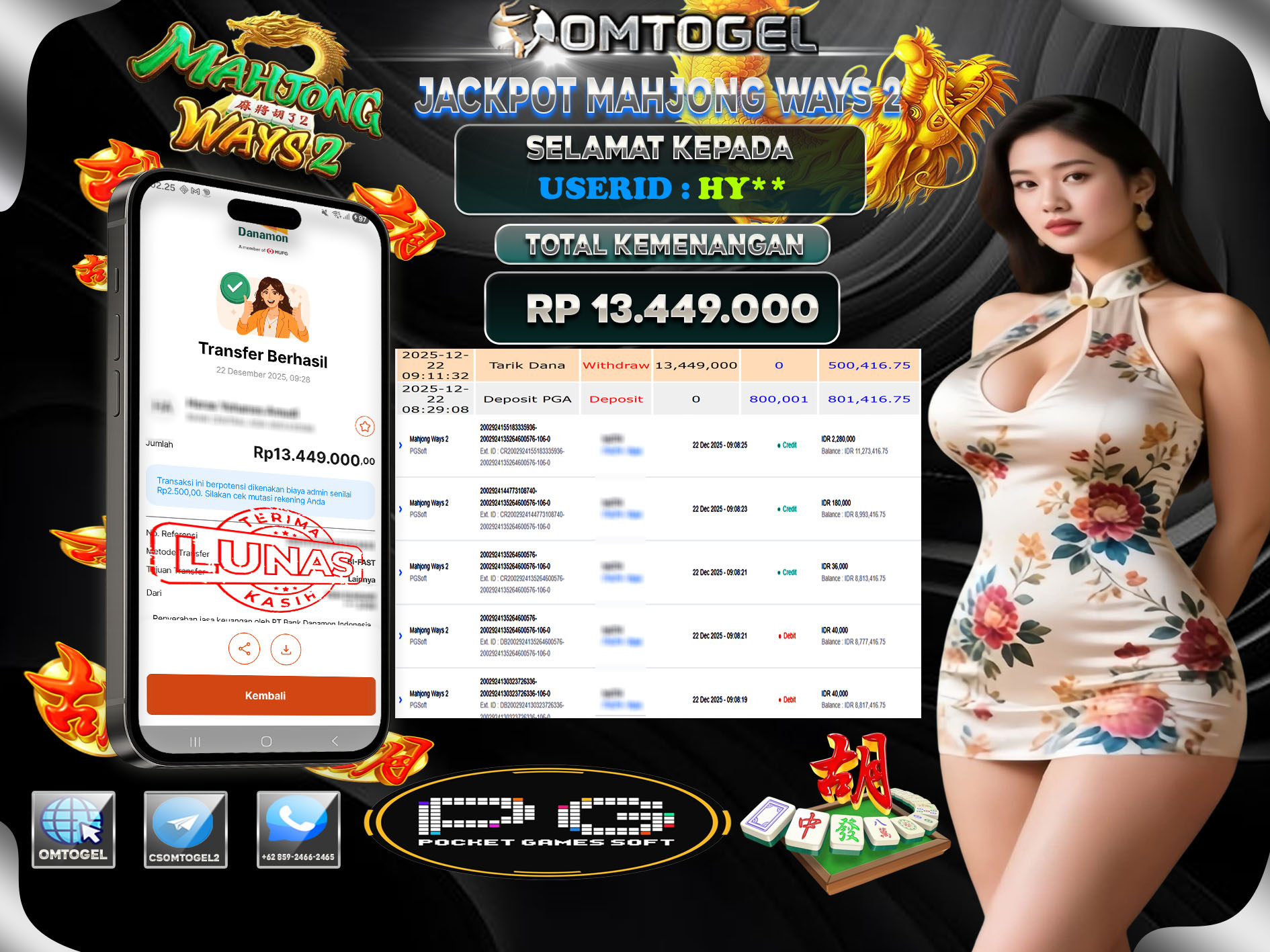 OMTOGEL JACKPOT PG SOFT MAHJONG WAYS 2 ,13 JUTA DI BAYAR LUNAS ,-