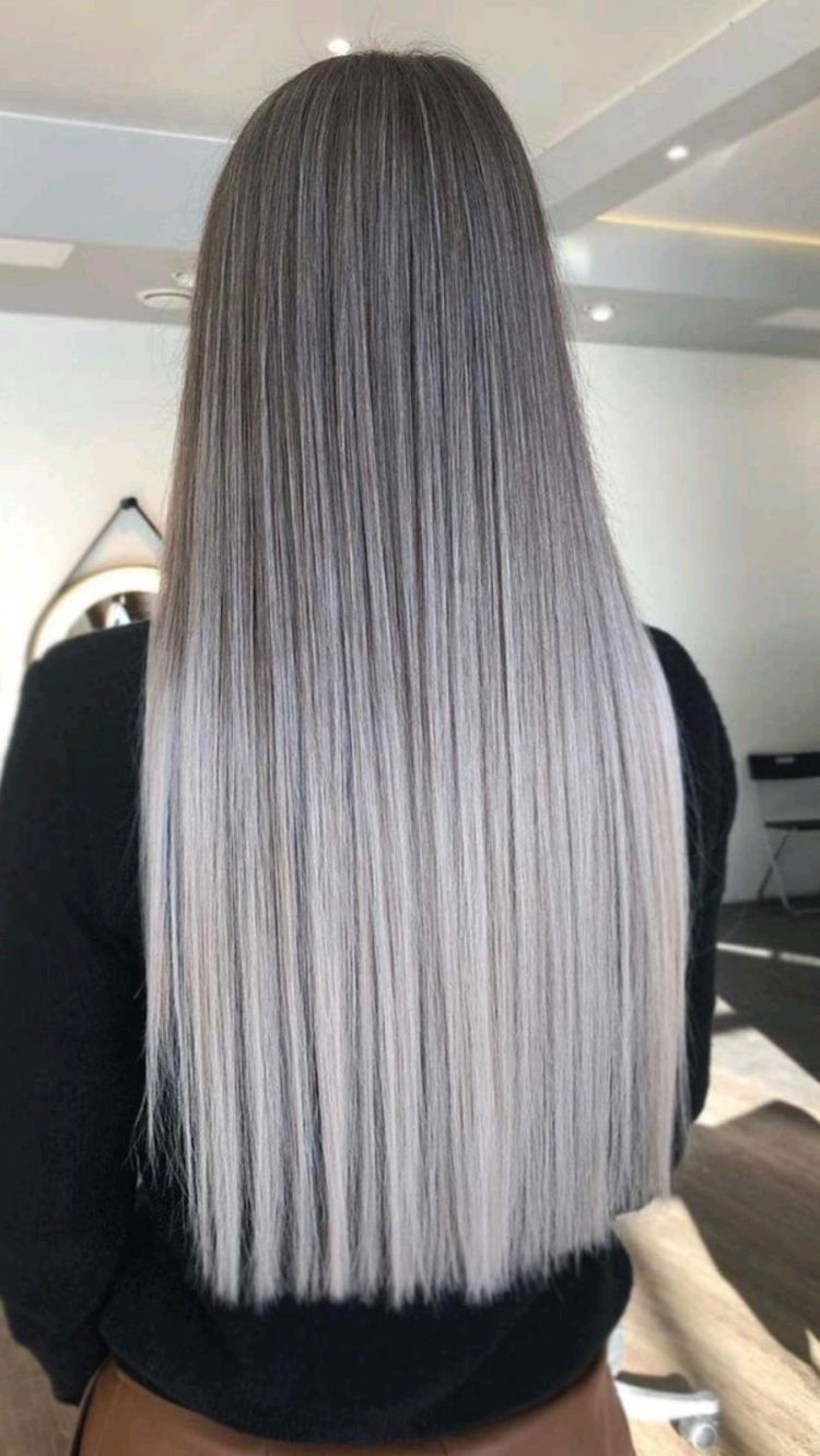 Ashy complex blonde coloring long straight hair
