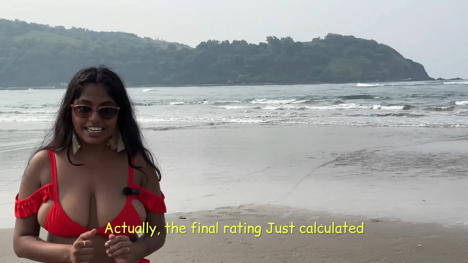 Watersoul huge Hanging Breasts and pierced navel in red and white bikini mp4 snapshot 02 24 187