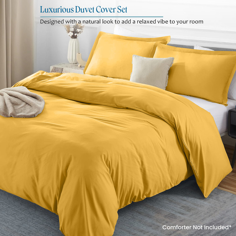 Picture of 1000 TC 100% Egyptian Cotton 1-Pc  Duvet Cover Zipper Closur Ultra Soft Durable and Fade Resistant Color Gold Solid size Twin/Twin Xl