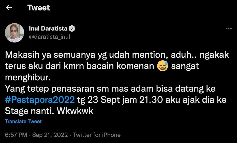 cuitan Inul Daratista yang akan ajak suaminya, Adam Suseno untuk tampil di Pestapora.