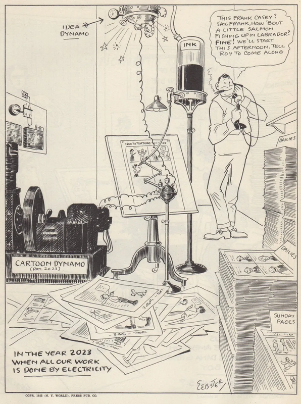 Dibujo viñeta 1923 predijo 100 años una inteligencia artificial haria dibujos