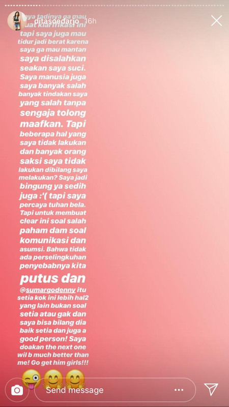 Klarifikasi Dita Soedarjo