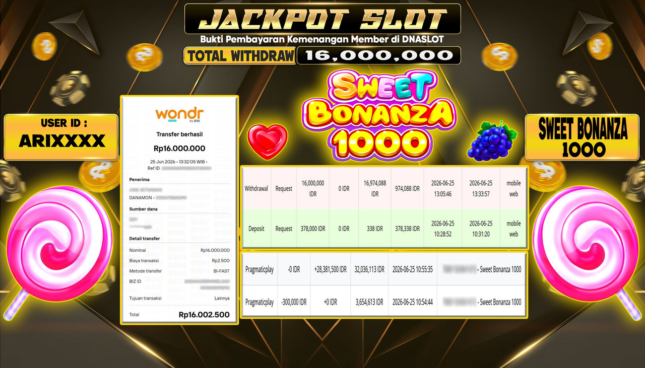 JACKPOT SLOT SWEET BONANZA 1OOO  25 JUNE 2026
