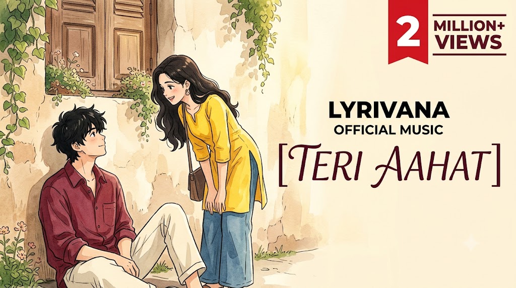 AI-generated example result for the youtube-thumbnail prompt: Teri Aahat Thumbnail – Lyrivana Anime Music Video Cover Design AI YouTube Thumbnail Prompt