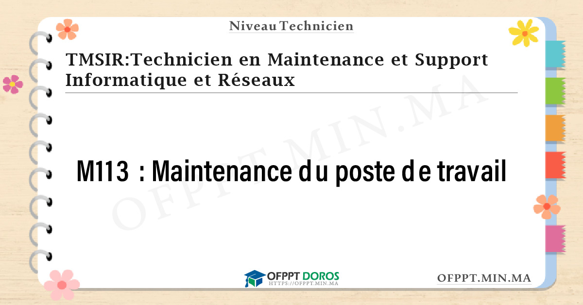Sommaire détaillé du cours Maintenance du poste de travail M113 OFPPT - Structure du module
