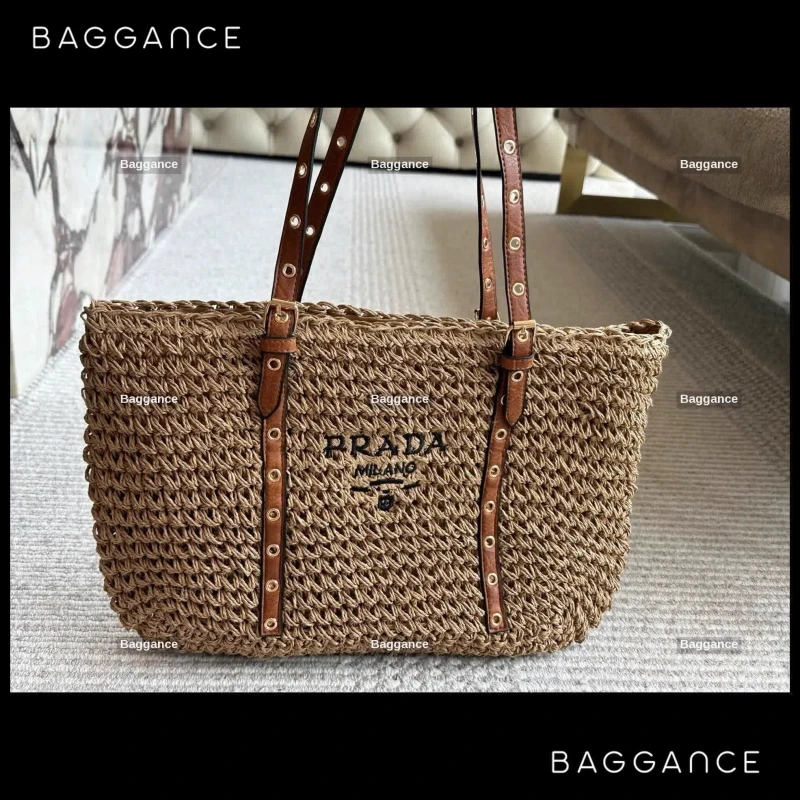 The Prada Woven Straw Tote – Riviera Grandeur | Ref: PR-ST42 | 42cm
