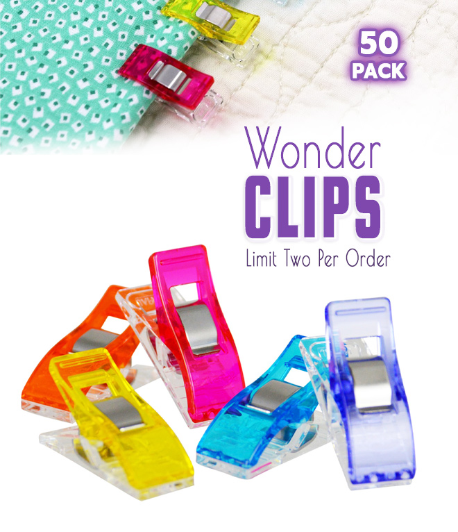 Clover Wonder Clips Assorted Colors - 50 Pack - 051221731839