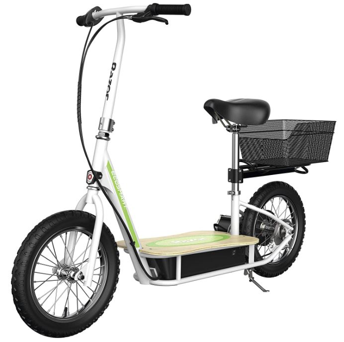 Razor EcoSmart Metro Electric Scooter – Padded Seat, Wide Bamboo Deck, 16' Air-Filled Tires, Rear-Wheel Drive
