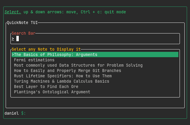 Example of the select mode