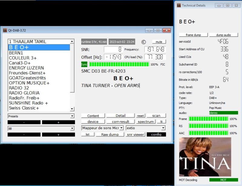 Réception DAB+ du 2.10.23 BEO-MOT-8-B