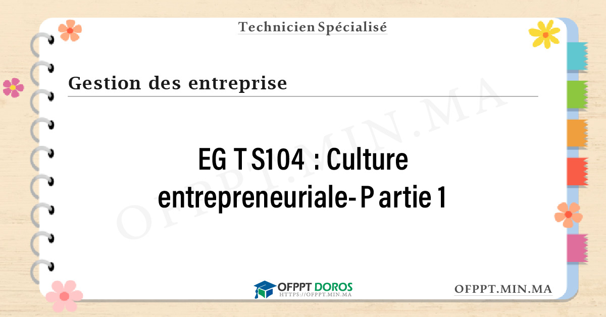 Sommaire détaillé du cours Culture entrepreneuriale-Partie 1 EGTS104 OFPPT - Structure du module