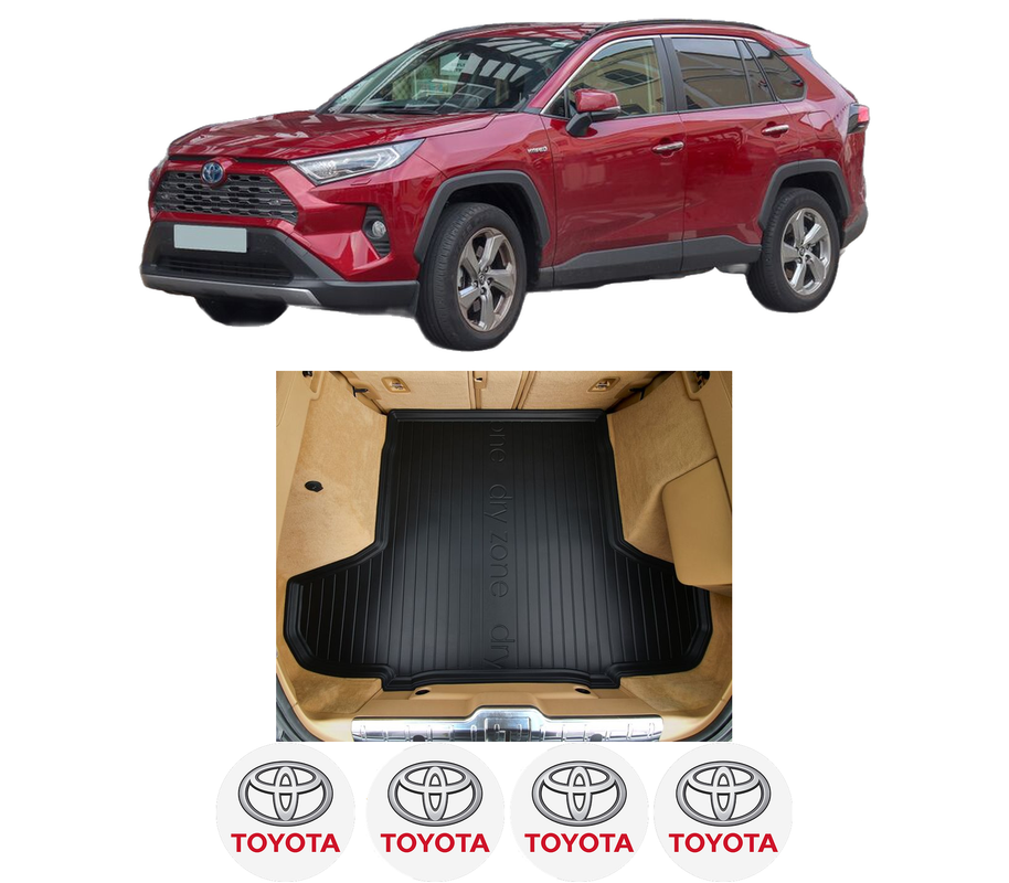 Tavita Portbagaj TOYOTA RAV 4 IV (_A4_) din 2012-2019, Protectie Portbagaj Auto, 4x Stickere auto cu TOYOTA