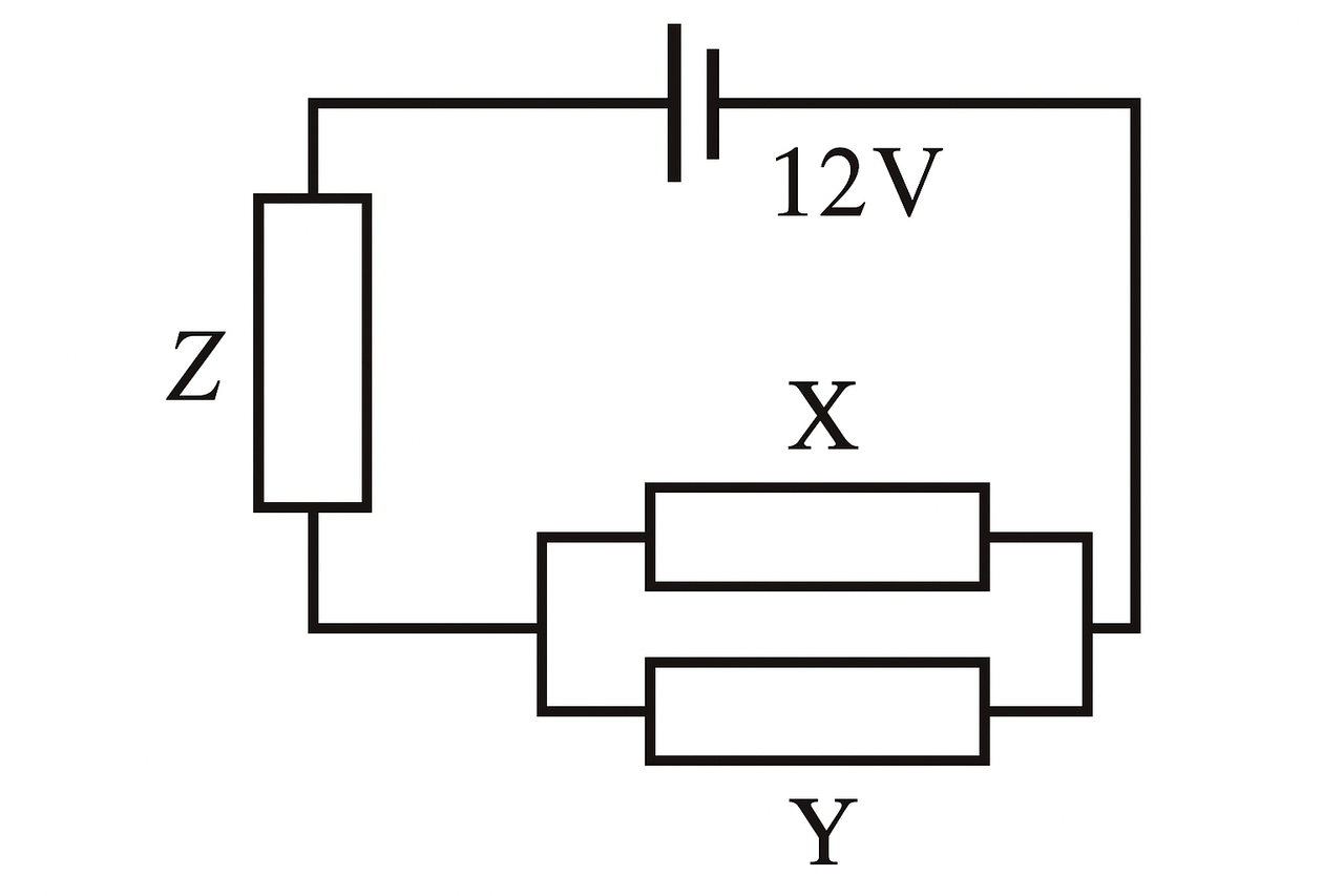 Đề thi học sinh giỏi Vật lý 12 chương trình GDPT 2018 gắn với các tình huống thực tiễn - Các phần tử X và Y được mắc song song vào cùng một mạch điện