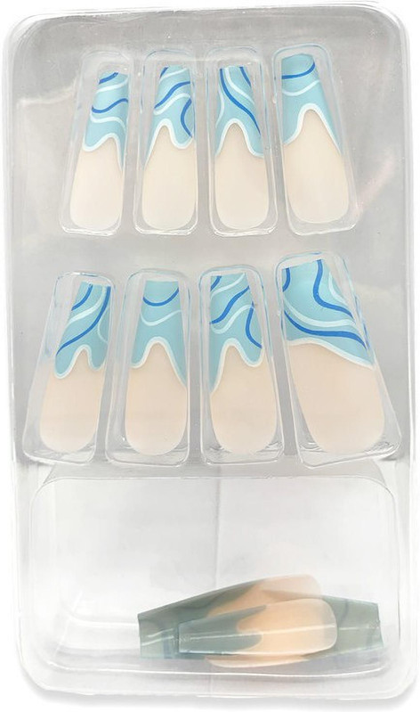 Daily Wear 12pcs Designer Ballerina Nails (aqua Island)