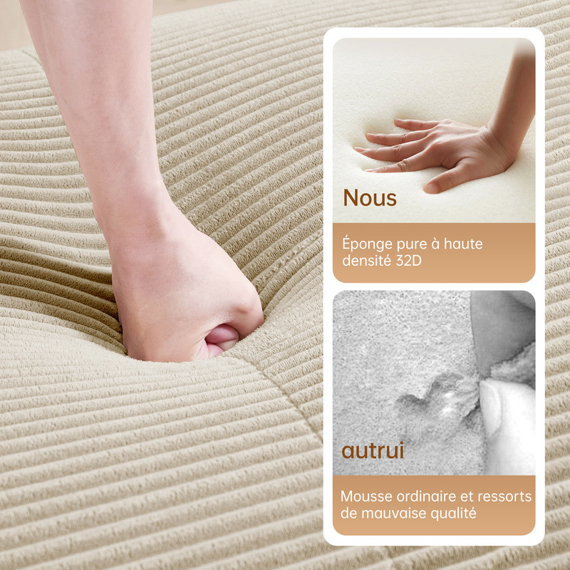 Canapé d'angle modulable beige en situation