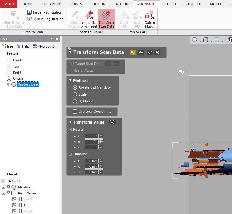 Scale Option in Geomagic Design X