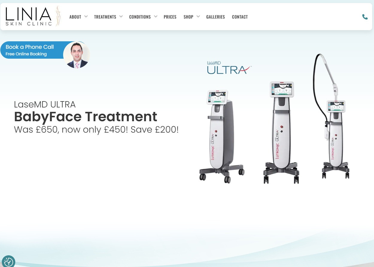 Linia skin clinic lasemdu ultra. Medical laser devices displayed. 