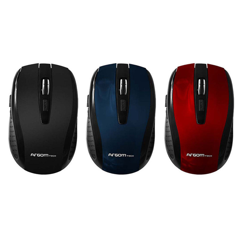 Base del mouse Argom mostrando el práctico compartimento para guardar el receptor USB.
