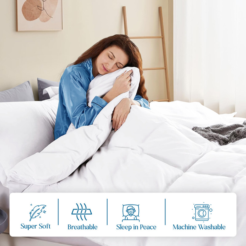 Picture of VEGAS HOTEL COLLECTION Classic Egyptian Cotton 1-Piece Duvet Cover { Zippered Closure } 1000 Thread Count- Fabulous Solid Looking Color White - Queen Size
