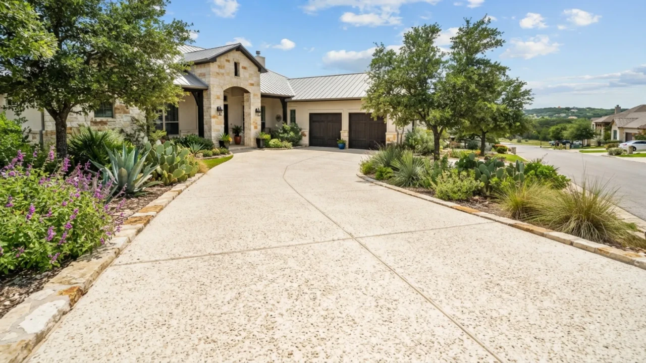 Salt finish concrete driveway San Antonio