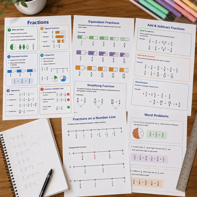 Fractions mind map