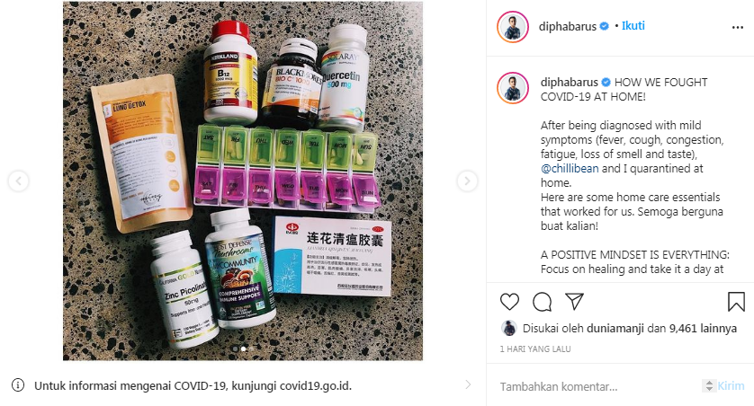 Obat-obatan dan vitamin yang dikonsumi Dipha Barus 