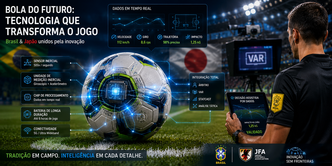 Tecnologia no futebol: bola com chip, câmeras e árbitro assistido por IA — Brasil e Japão lideram inovação