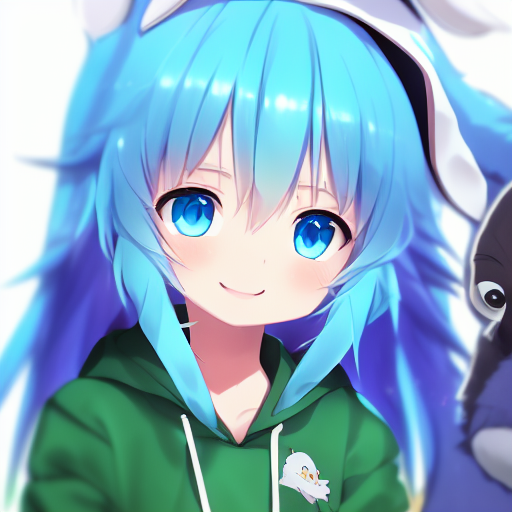 00459-1389419903-(((DATE_ A_LIVE))), green hooded coat,  ((short dress)), hand rabbit puppet, hood u