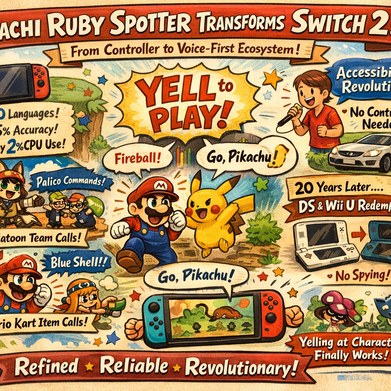 Nintendo Switch 2 with voice command interface active during gameplay