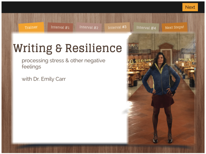 Screenshot of Writing & Resilience course