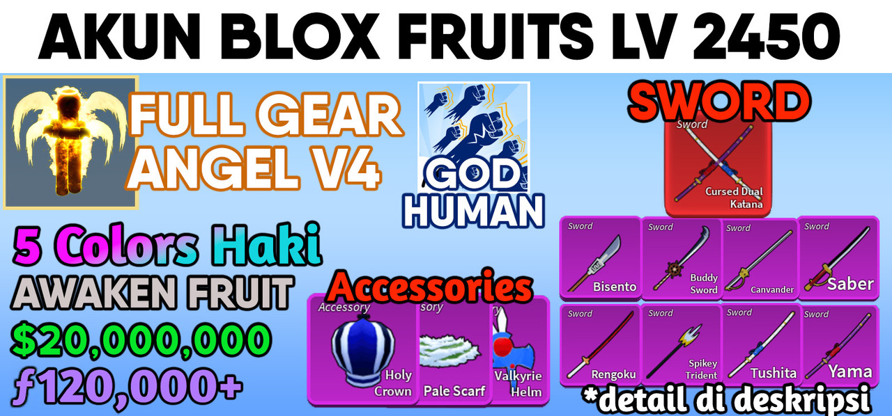 Blox Fruit Account MAX LVL + GODHUMAN + SOUL GUITAR + CDK + RANDOM