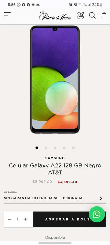 Palacio de Hierro: Galaxy A22 128 GB Negro AT&T