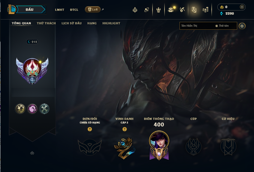 Acc LMHT # - Không Khung