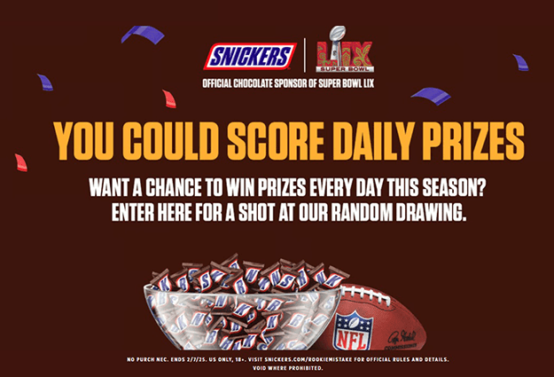 Win Big with Snickers Super Bowl 2025 Sweepstakes: Daily Prizes Worth Over ,000