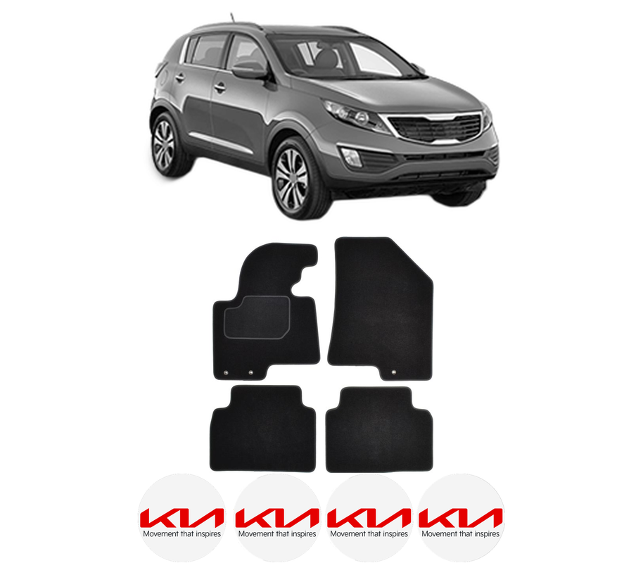 Set Covorase Presuri KIA SPORTAGE III (SL) din 2010-2015, Auto, Material Textil Mocheta, 4 Stickere auto cu KIA