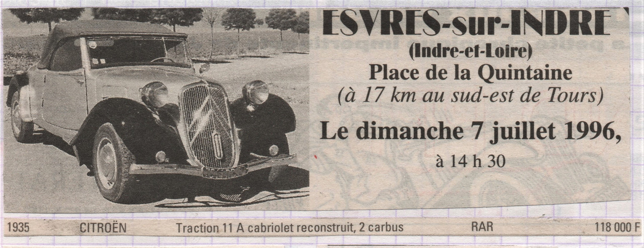 Cab 11 A 35 noir inc-823 00  Olivier Thellier -18 000€ 1996  Restauré et réimmatriculé en 1998 VL51