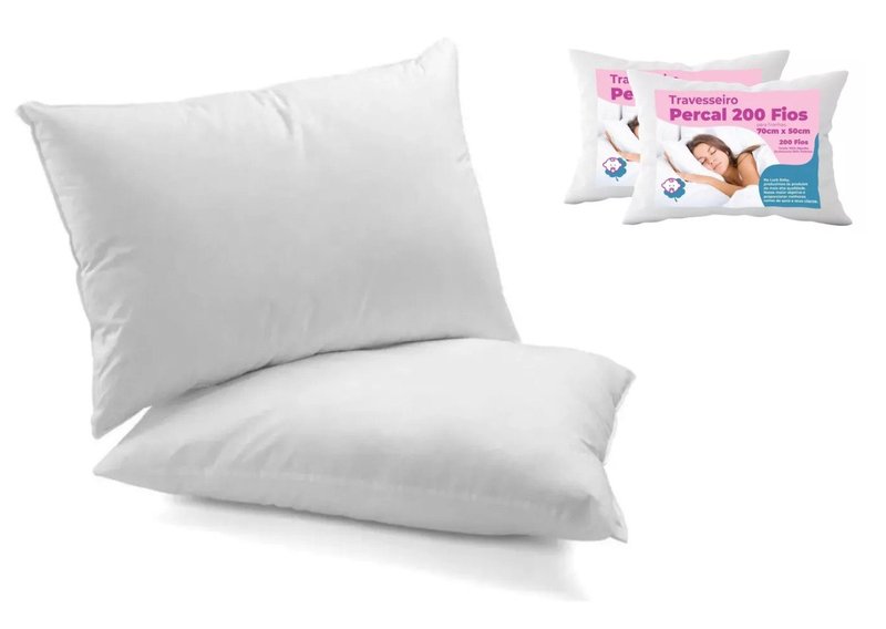 Travesseiro 100% Algodão 200 Fios 70 Cm X 50 Cm – 2 Unidades